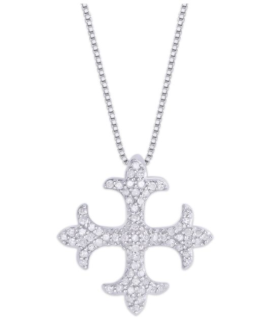 Macy's Diamond 1/3 ct. t.w. Maltese Cross Pendant Necklace in Sterling