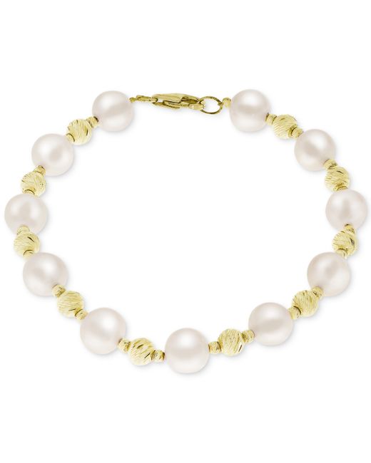 Macy's Cultured Freshwater Pearl 8mm Bead Bracelet in 14k Gold-Plated Sterling
