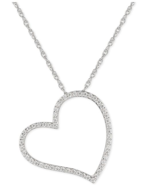 Macy's Cubic Zirconia Heart 16 Pendant Necklace in Sterling Silver