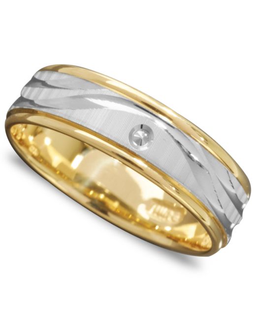 Macy's 14k Gold and Ring Wave Engraved Band