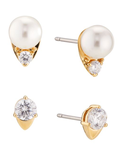Ava Nadri Imitation Pearl and Cubic Zirconia Stud Earring Set