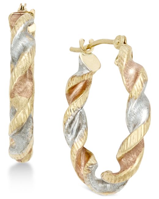 Macy's Satin Twist Hoop Earrings in 10k Gold
