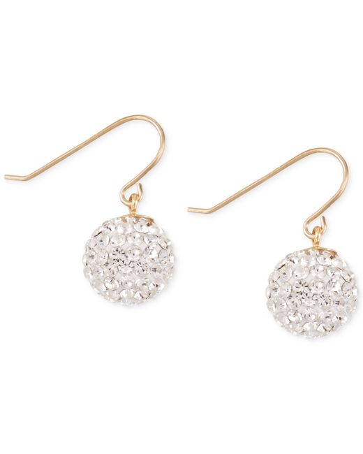 Macy's Crystal Pave Ball Drop Earrings in 10k Gold