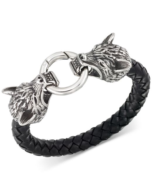 Legacy For Men By Simone I. Legacy for by Simone I. Smith Wolf Head Leather Braided Bracelet in