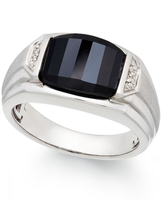 Macy's Onyx 4-1/2 ct. t.w. and Diamond Accent Ring in Sterling