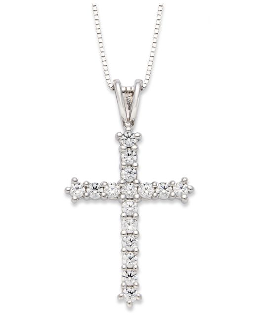 Macy's Diamond Cross Pendant Necklace in 14k Gold 1/2 ct. t.w.