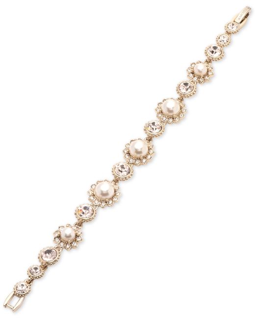 Marchesa Tone Imitation Pearl Crystal Link Bracelet