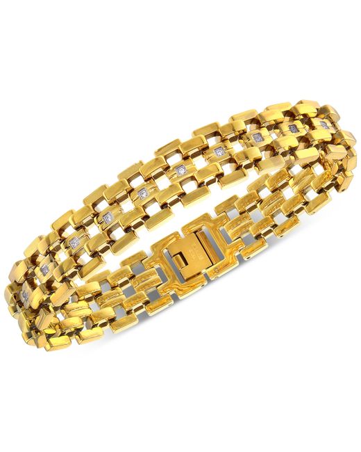 Macy's Diamond Link Bracelet 1/4 ct. t.w. in Yellow Ion-Plated Stainless Steel