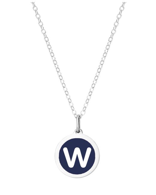 Auburn Jewelry Mini Initial Pendant Necklace in Sterling Silver and Navy Enamel 16 2 Extender