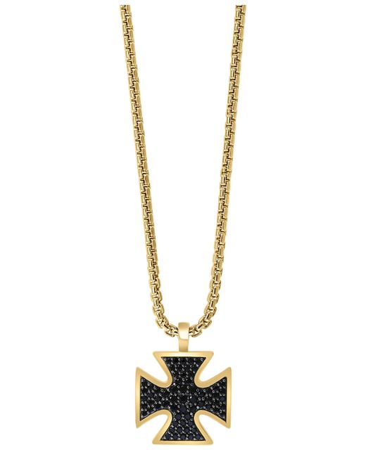 Effy Collection Effy Black Spinel 22 Cross Pendant Necklace in 14k Gold-Plated Sterling