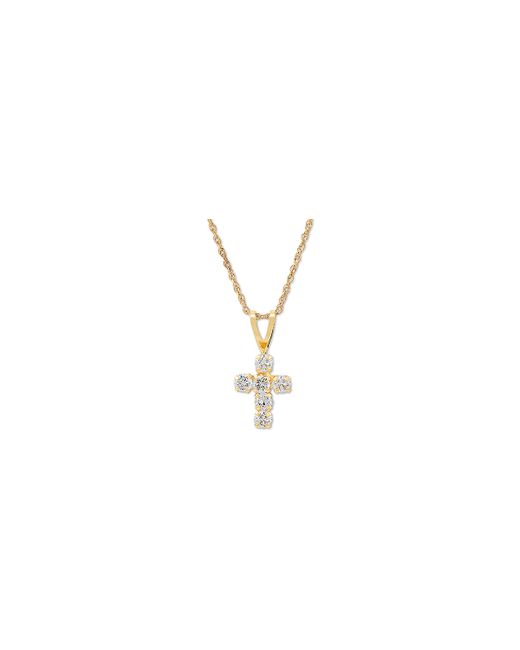 Macy's Cubic Zirconia Cross 18 Pendant Necklace in 14k Gold