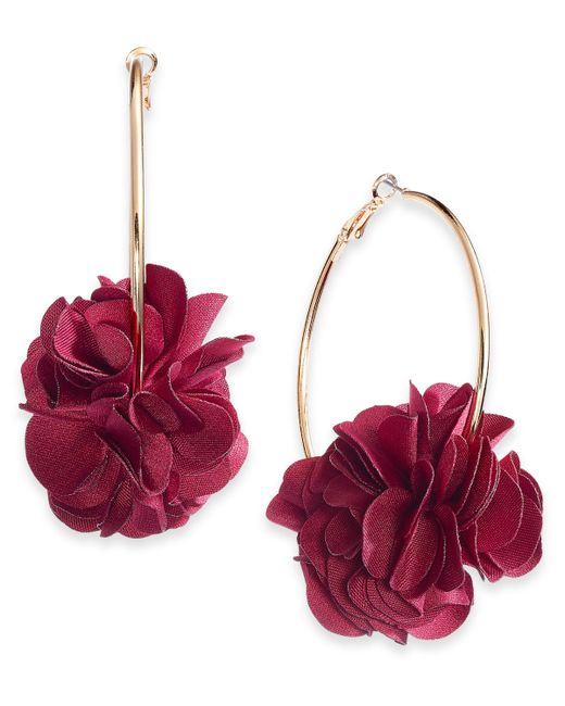 INC International Concepts Fabric Flower Hoop Earrings Created for
