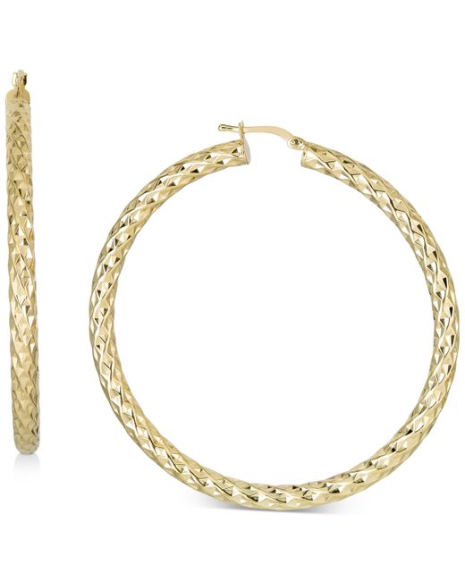 Macy's Textured Medium Hoop Earrings in 14k Gold-Plated Sterling
