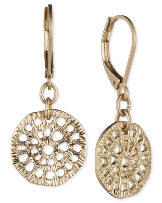 Lonna & Lilly Tone Textured Disc Drop Earrings