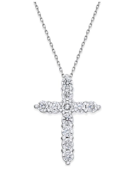 Macy's Diamond Cross Pendant Necklace 1-1/2 ct. t.w. in 14k