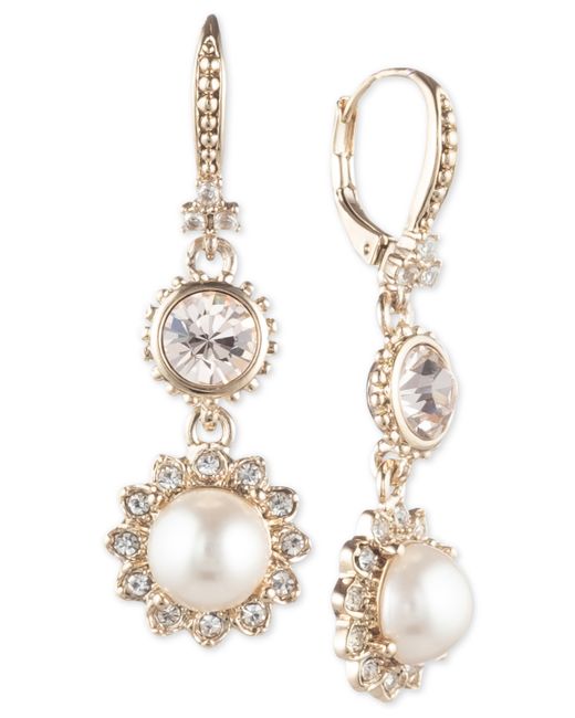 Marchesa Tone Imitation Pearl Crystal Drop Earrings