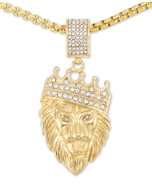 Legacy For Men By Simone I. Legacy for by Simone I. Smith Crystal Lion King 24 Pendant Necklace in Yellow Ion-Plated Stainless Steel