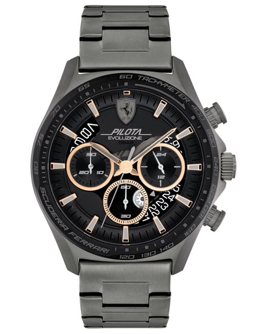 Ferrari Chronograph Pilota Evo Tone Stainless Steel Bracelet Watch 44mm Shoes