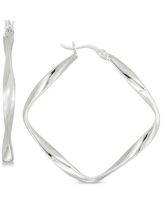 Simone I. Smith Twisted Square Hoop Earrings in Sterling