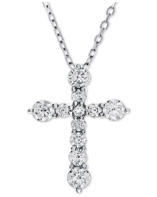 Macy's Diamond Cross Adjustable Pendant Necklace 1 ct. t.w. in 14k