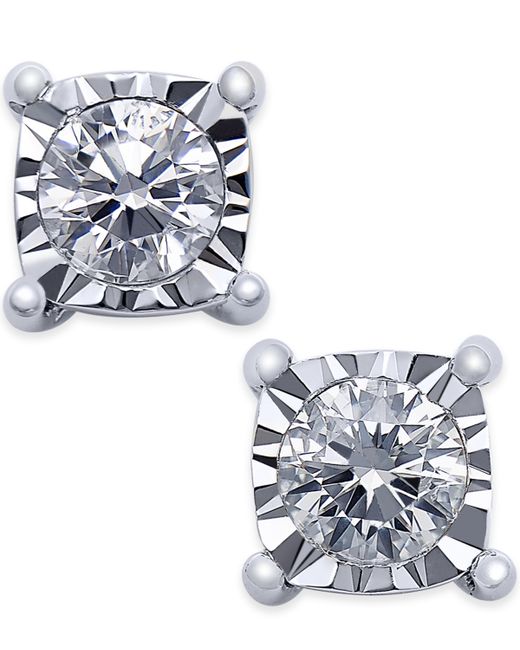 Trumiracle Square Diamond Stud Earrings 1/4 ct. t.w. in 14k Gold