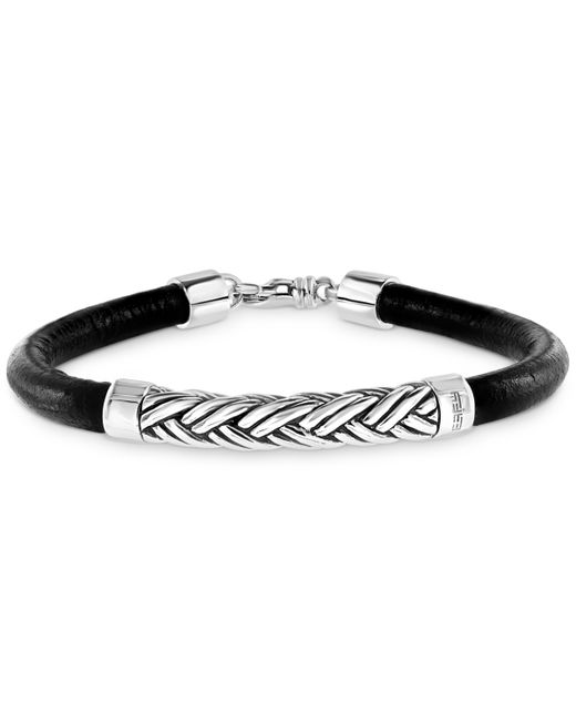 Effy Collection Effy Woven-Look Black Leather Bracelet in