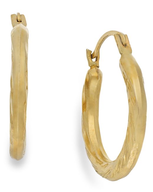 Macy's Diamond-Cut Hoop Earrings in 10k Gold