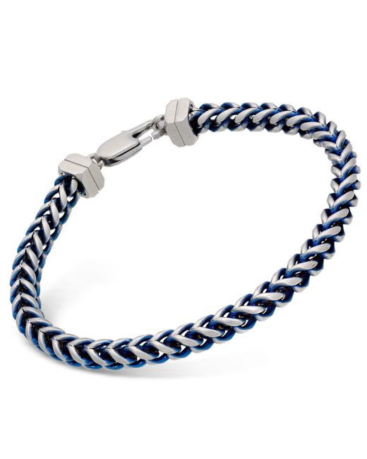 Esquire Men's Jewelry Link Chain Bracelet in Stainless Steel and Blue Ion-Plating Created for Macys