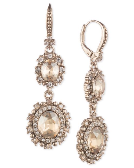 Marchesa Tone Crystal Double Drop Earrings
