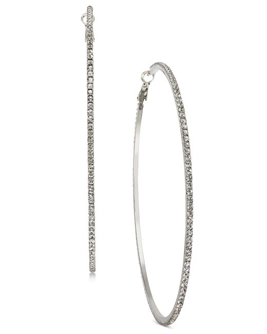INC International Concepts Extra-Large Pave Hoop Earrings 3.54 Created for Macys