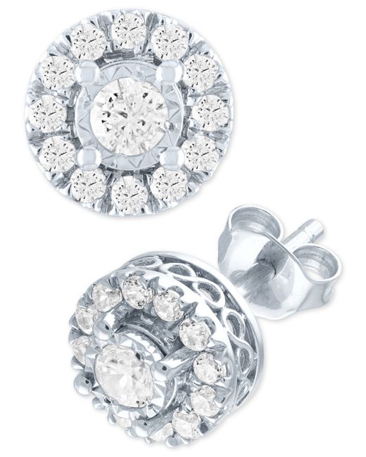 Forever Grown Diamonds Lab Grown Diamond Cluster Stud Earrings 1/2 ct. t.w. in Sterling Silver