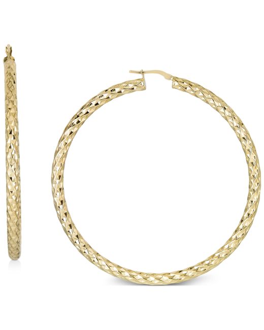 Macy's Textured Large Hoop Earrings in 14k Gold-Plated Sterling