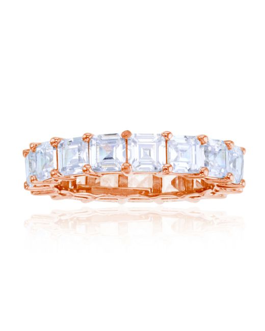 Macy's White Princess Cut Cubic Zirconia Eternity Band in 14k Rose Gold Plated Sterling