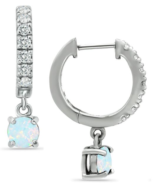 Giani Bernini Cubic Zirconia Dangle Drop Huggie Hoop Earring in Sterling or 18k Gold over Also available Lab created Opal