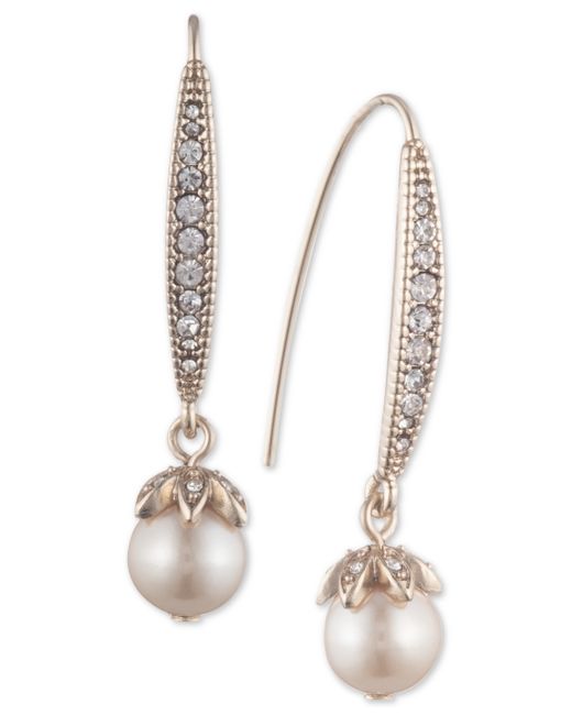 Marchesa Pave Imitation Pearl Drop Earrings