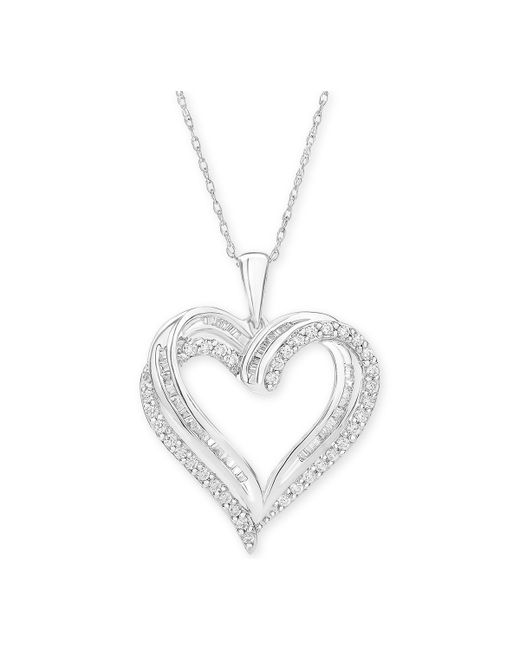 Macy's Diamond Heart Pendant 18 Necklace 1/2 ct. t.w. in 10k Yellow or Rose Gold.