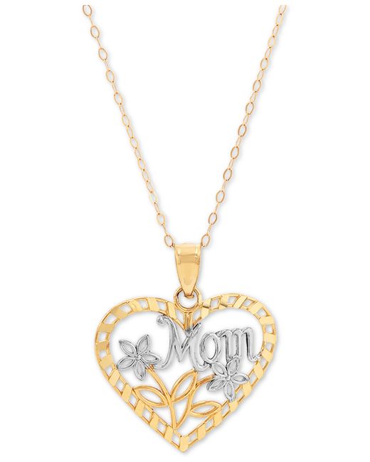 Macy's Mom Heart 18 Pendant Necklace in 10k Gold