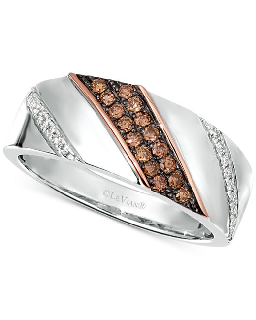 Le Vian Chocolatier Diamond Diagonal Ring 3/8 ct. t.w. in Sterling 14k Rose Gold