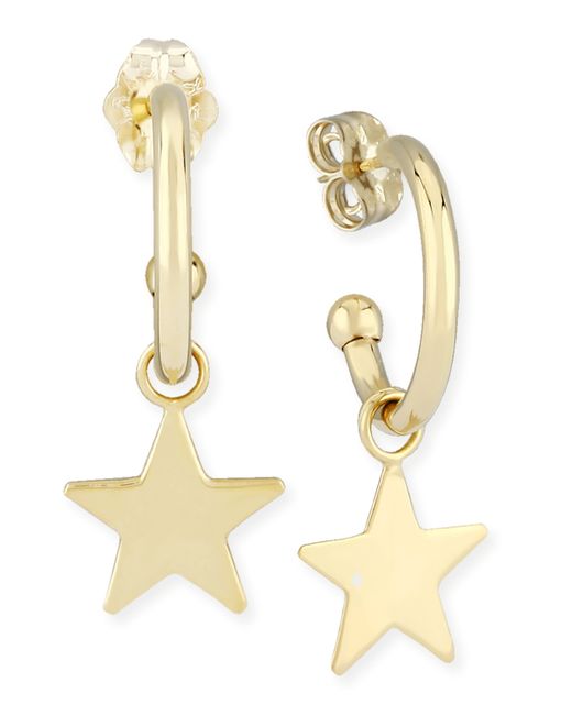 Macy's Dangle Star Hoop Earrings in 14k Yellow