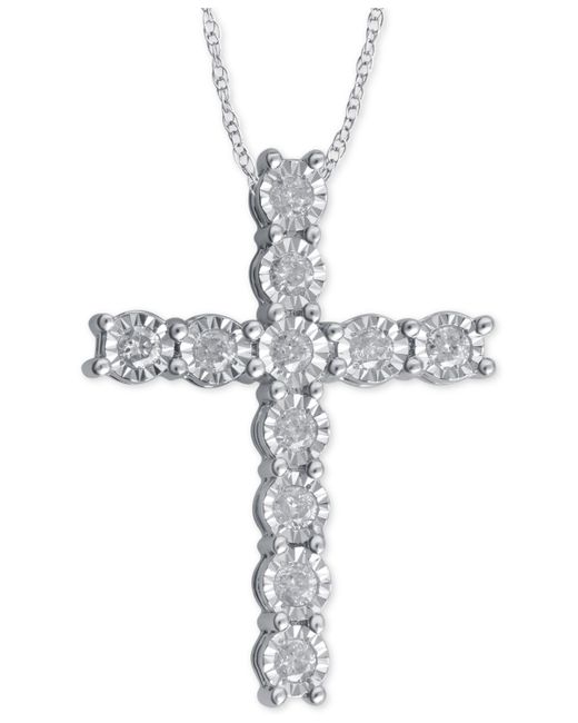 Macy's Diamond Cross Pendant Necklace 1/4 ct. t.w. in