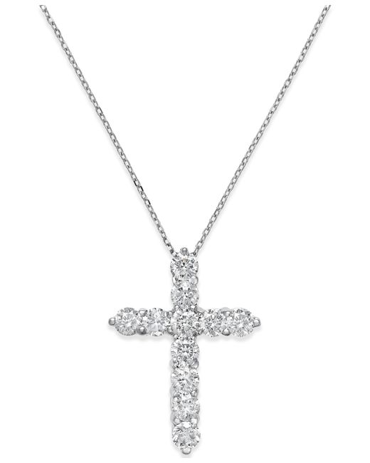 Macy's Diamond Cross Pendant Necklace 2 ct. t.w. in 14k
