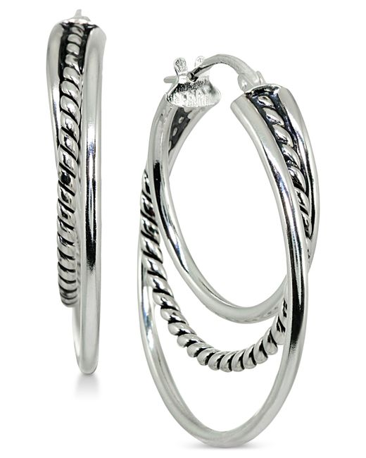 Giani Bernini Small Textured Triple Hoop Earrings in Sterling 1 Created for Macys