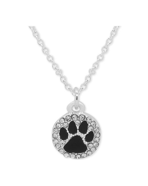 Pet Friends Jewelry Silver-Tone Paw Pave Pendant Necklace 16 3 extender