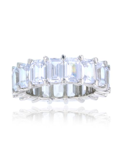 Macy's Emerald Cut Cubic Zirconia Eternity Band in Rhodium Plated Sterling Silver