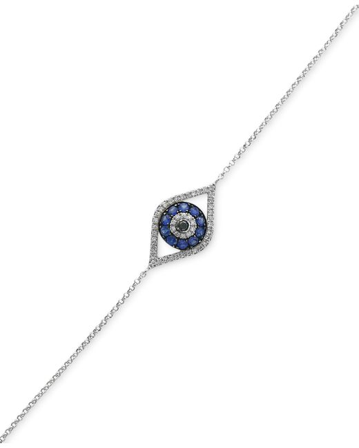 Effy Collection Effy Sapphire 1/4 ct. t.w. and Diamond 1/6 Evil Eye Bracelet in 14k Also Available In Yellow Gold