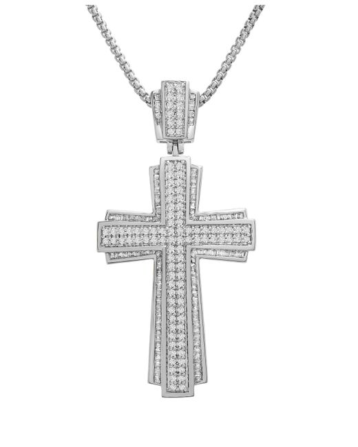 Macy's Cross 22 Pendant Necklace 1 ct. t.w. in 14k Gold-Plated Sterling Or