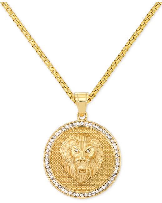 Legacy For Men By Simone I. Legacy for by Simone I. Smith Crystal Lion Medallion 24 Pendant Necklace in Yellow Ion-Plated Stainless Steel