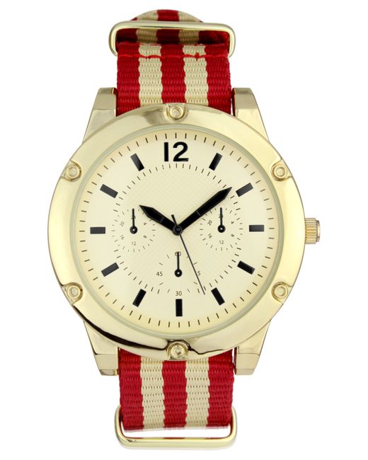 INC International Concepts Striped Nylon Strap Watch 48mm Created for Macys