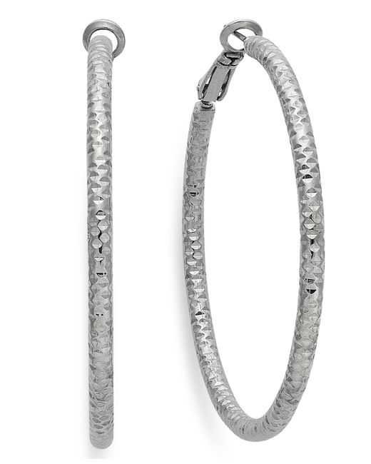 INC International Concepts Medium Textured Hoop Earrings 2 Created for Macys