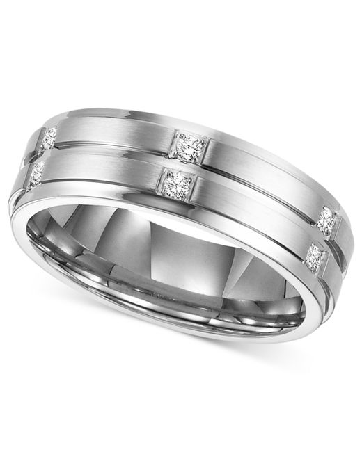 Triton Diamond Wedding Band Ring in Stainless 1/6 ct. t.w.